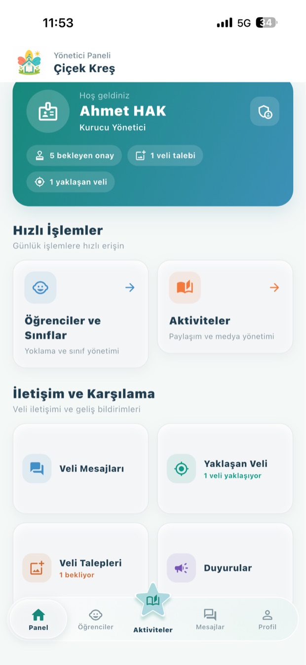 Minikra yönetici paneli